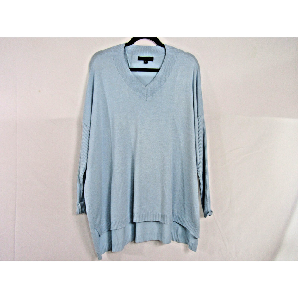Joseph A Blue Rayon Sweater sz L Lagenlook Minimalist Nautical Coastal Classic